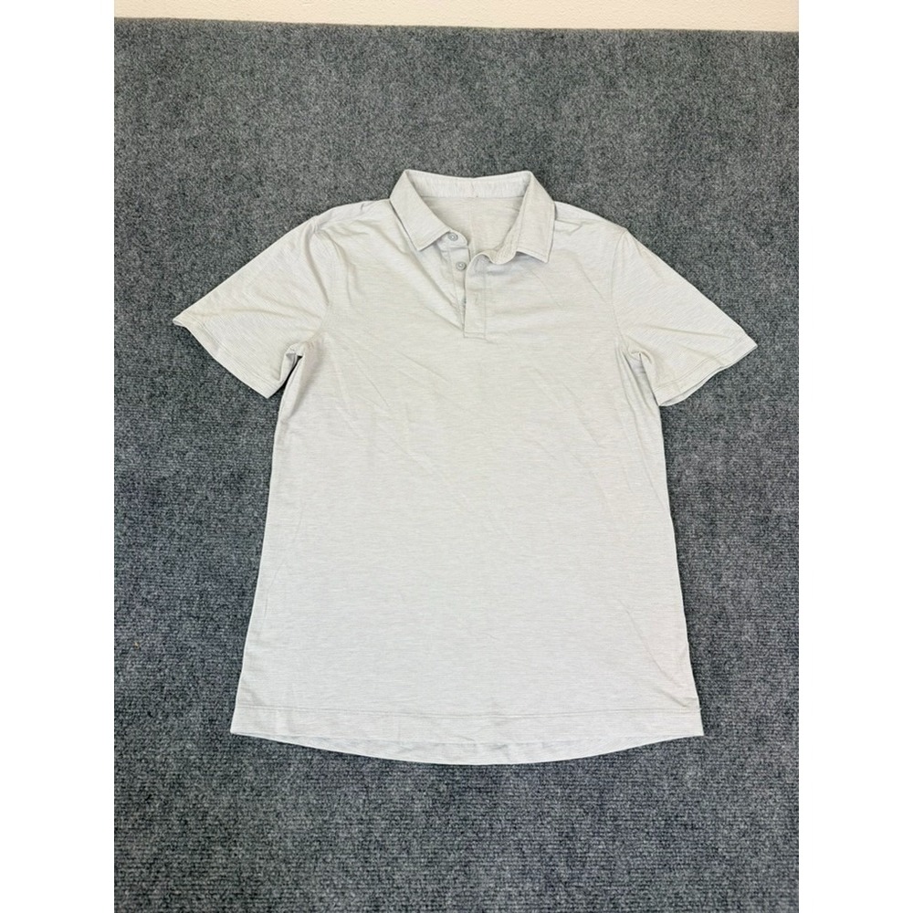 Lululemon Shirt Mens BeigePolo Short Sleeve Athletic Stretch No‎ size Tag S?